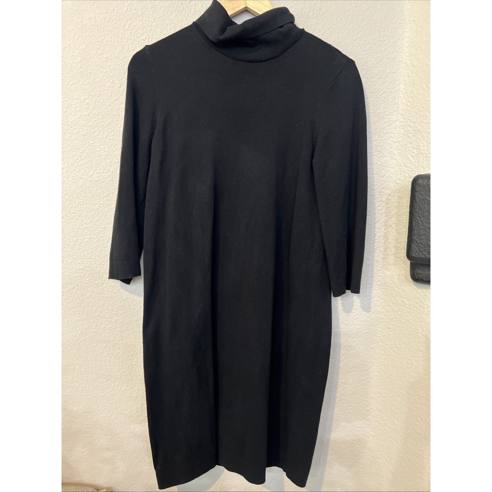 J. Jill Classic BLACK Ribbed Knit Dress Long Sleeve Stretch SIZE XS